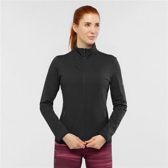 Dámské Mezivrstvy Salomon ESSENTIAL LIGHTWARM Full Zip Střední Vrstva Jacket Černé | LNW-310972